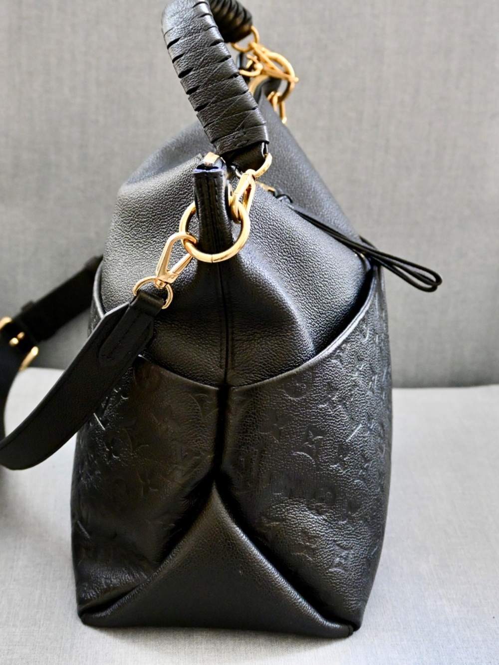 LOUIS VUITTON BLACK MAIDA HOBO BAG w/ VIOLET BLUE INTERIOR & POCKETS - Picture 12 of 14